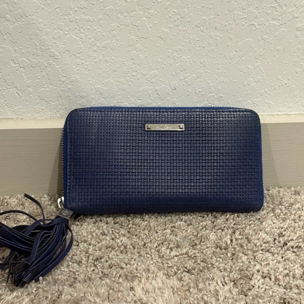 Stella & Dot Blue Leather Wallet with Tassel Detail